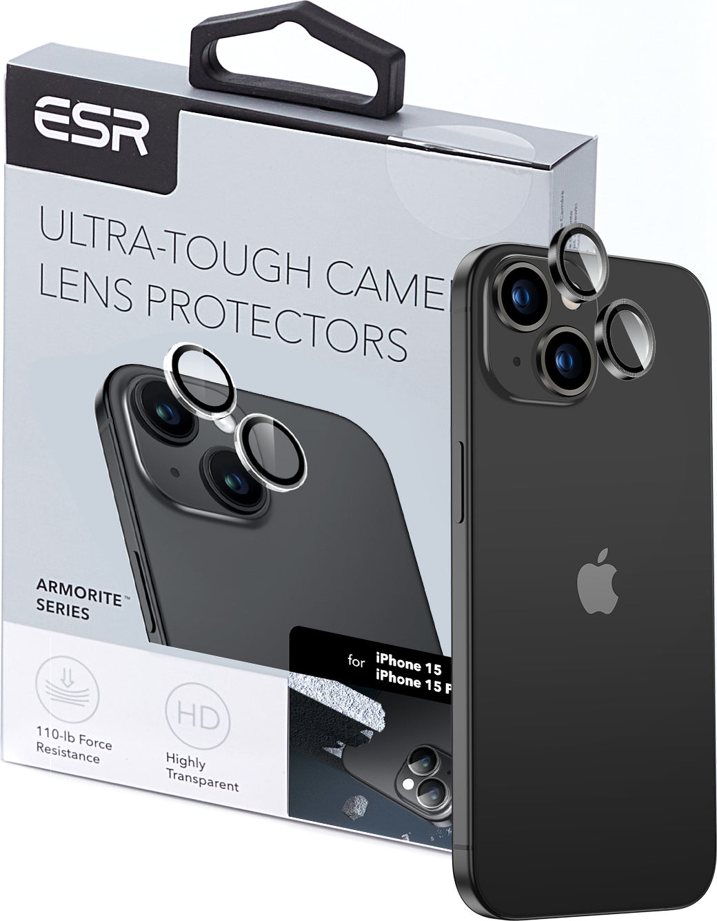 Esr iPhone 15/15 Plus Kamera Lens Koruyucu Siyah
