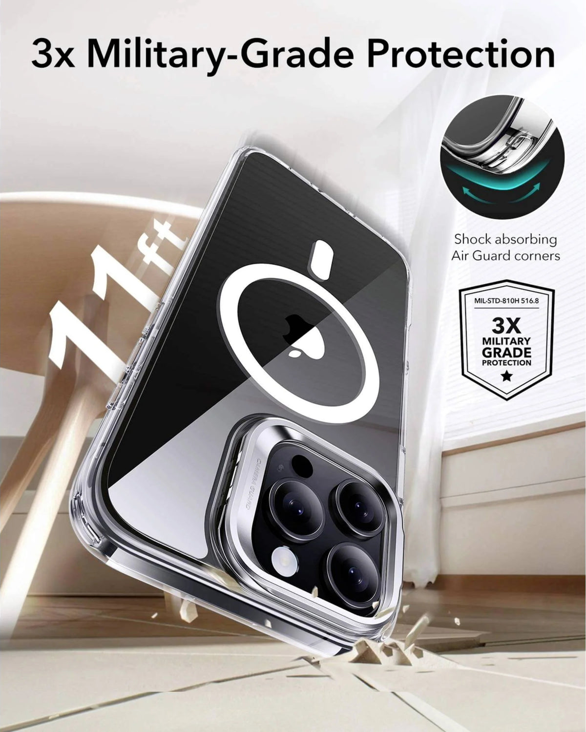 ESR iPhone 16 Pro Kılıf Halolock MagSafe Classic Hybrid Standlı Silikon - Şeffaf