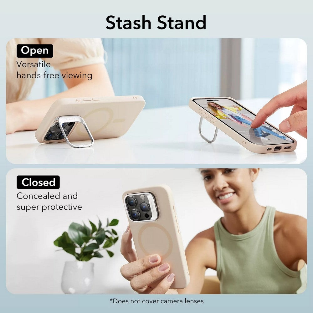 ESR Apple iPhone 15 Pro Uyumlu, Cloud Soft Halolock Magsafe Kickstand Kılıf Tan Rengi