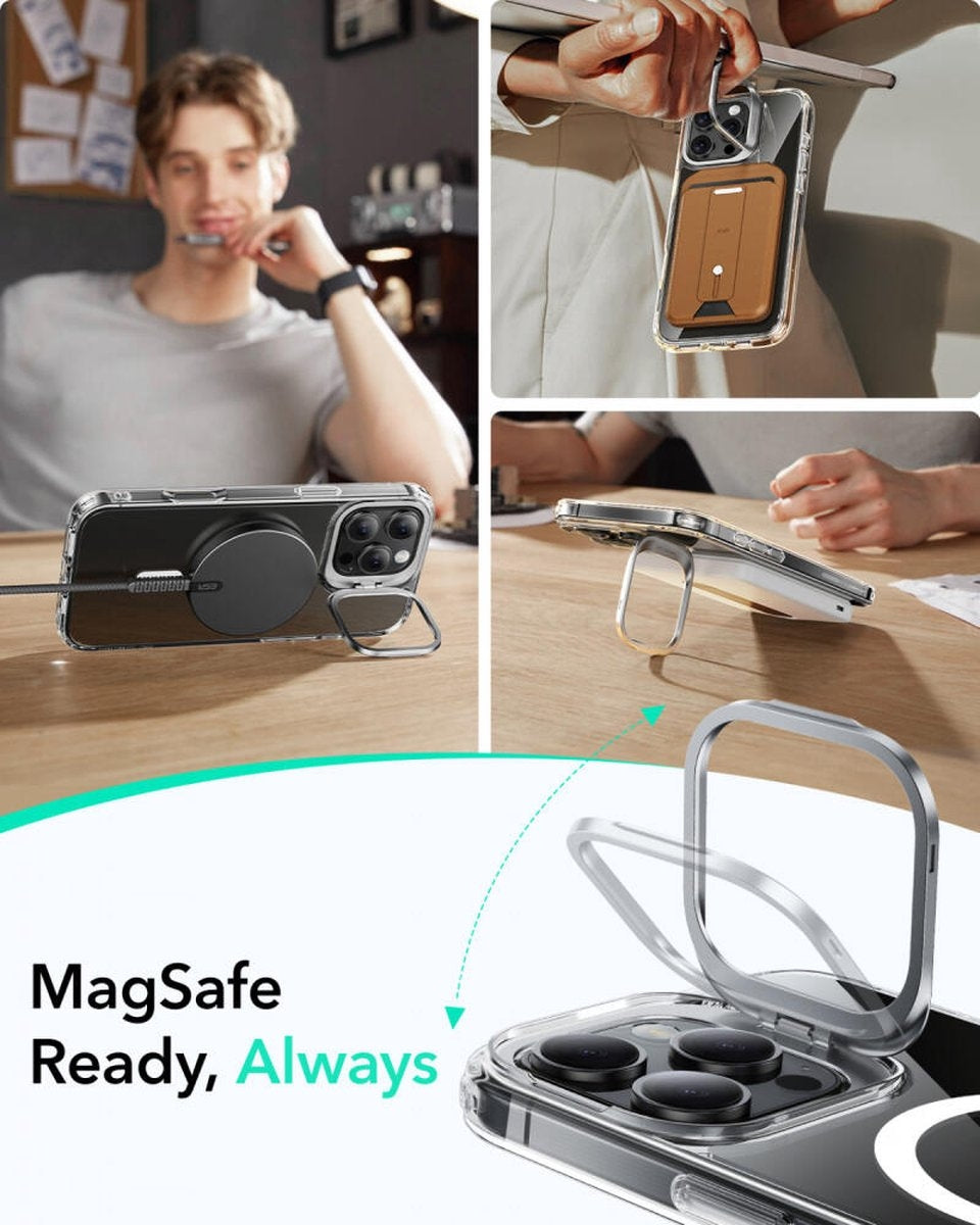 ESR iPhone 16 Pro Max Kılıf HaloLock MagSafe Classic Hybrid Standlı Silikon – Şeffaf