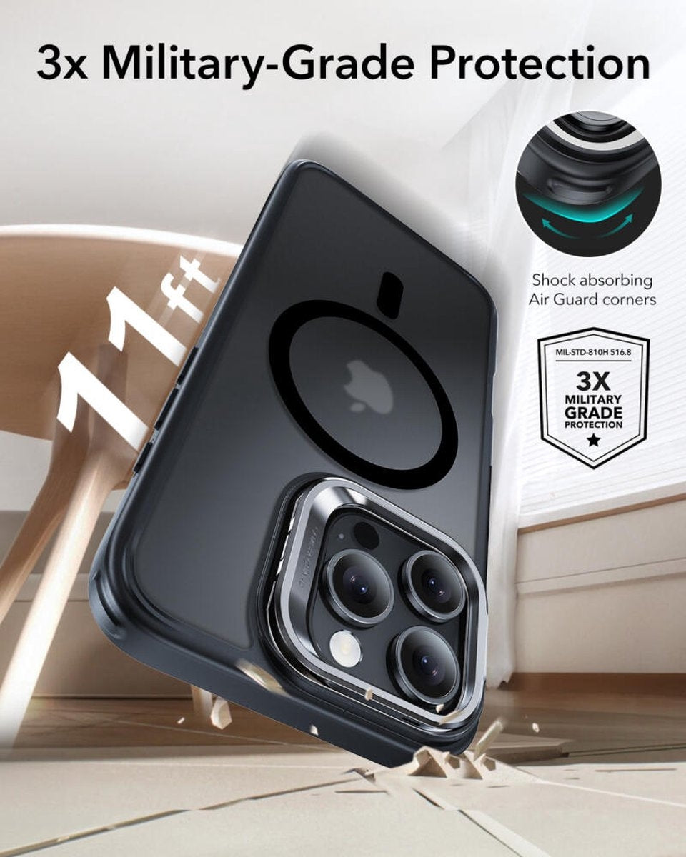 ESR iPhone 16 Pro Kılıf Halolock MagSafe Classic Hybrid Standlı Silikon - Buzlu Siyah