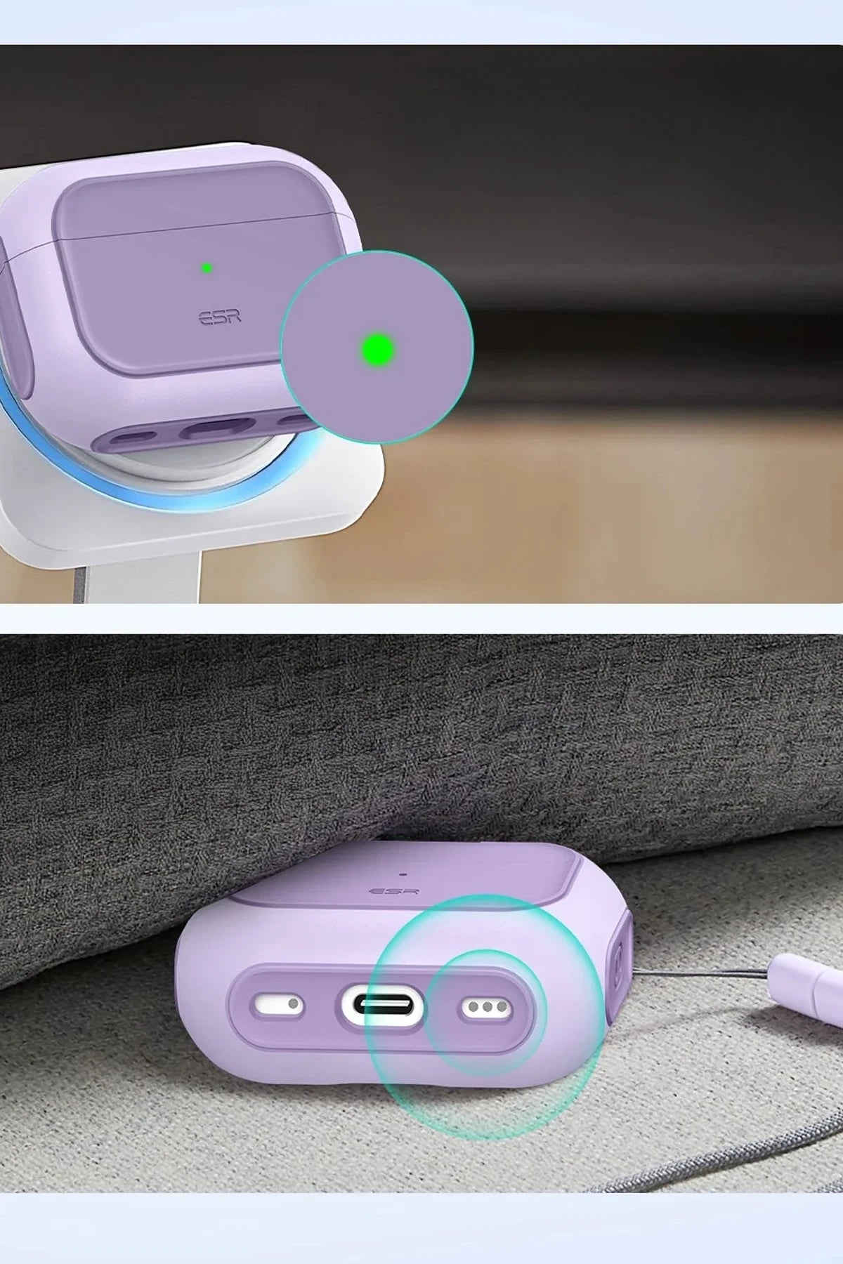ESR Apple Airpods Pro 3 (3.Nesil) Orbit Hybrid Magsafe Şarj Destekli Kılıf - Lila