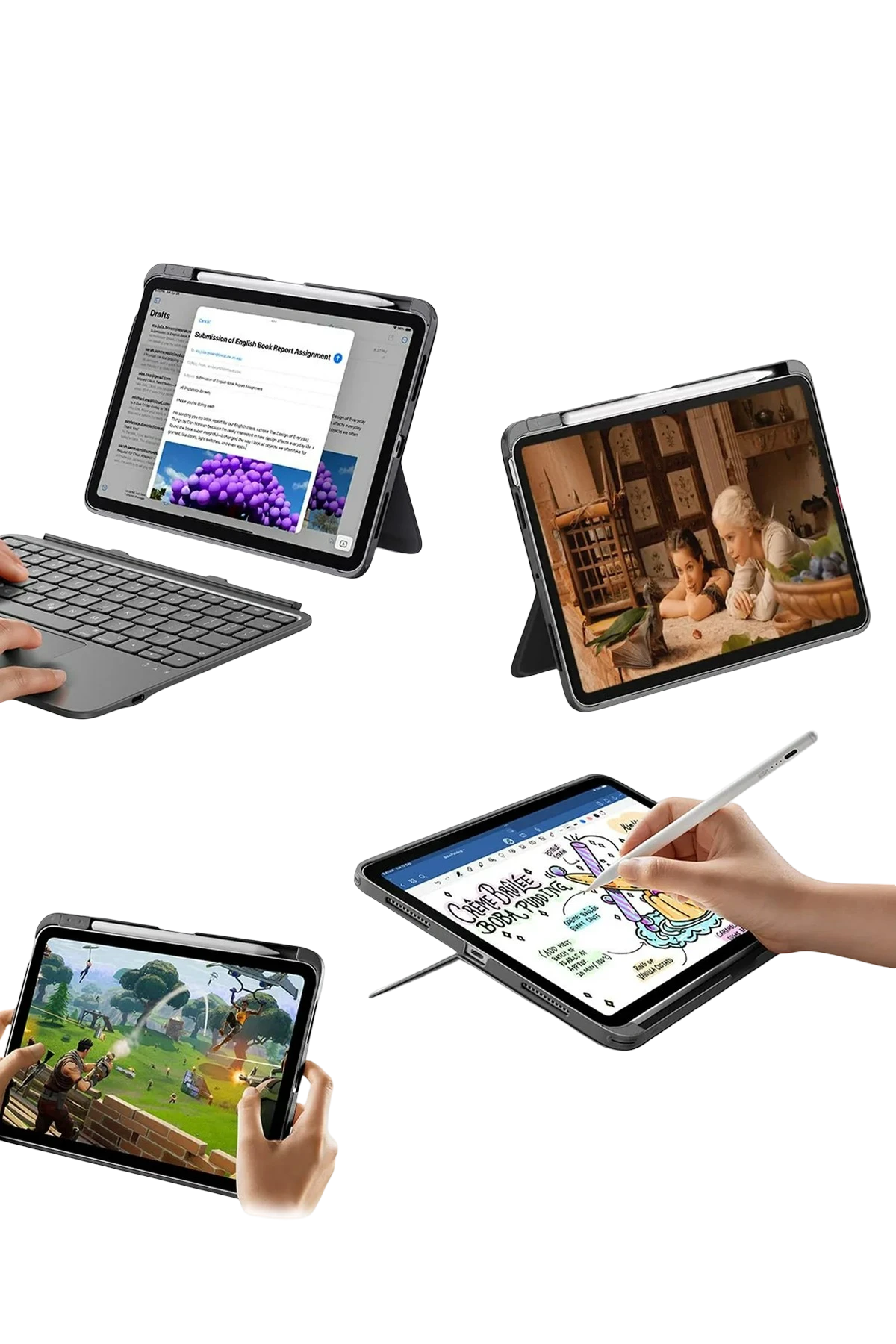 ESR Apple iPad 2022 10.9 (10.nesil) Flex Klavyeli Tablet Kılıfı - Koyu Gri