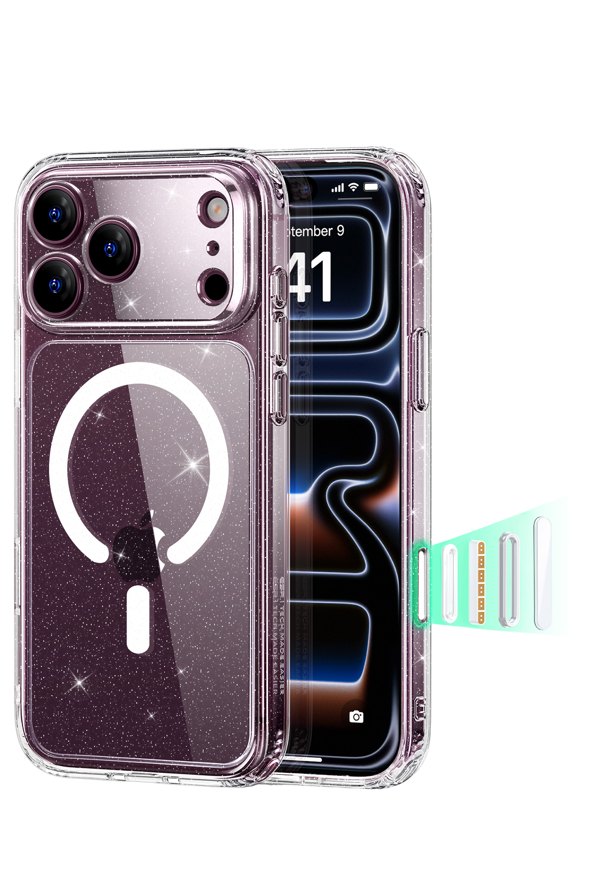 ESR Apple iPhone 18 Pro Max/17 Pro Max Classic Hybrid Magsafe Kapak - Şeffaf Simli