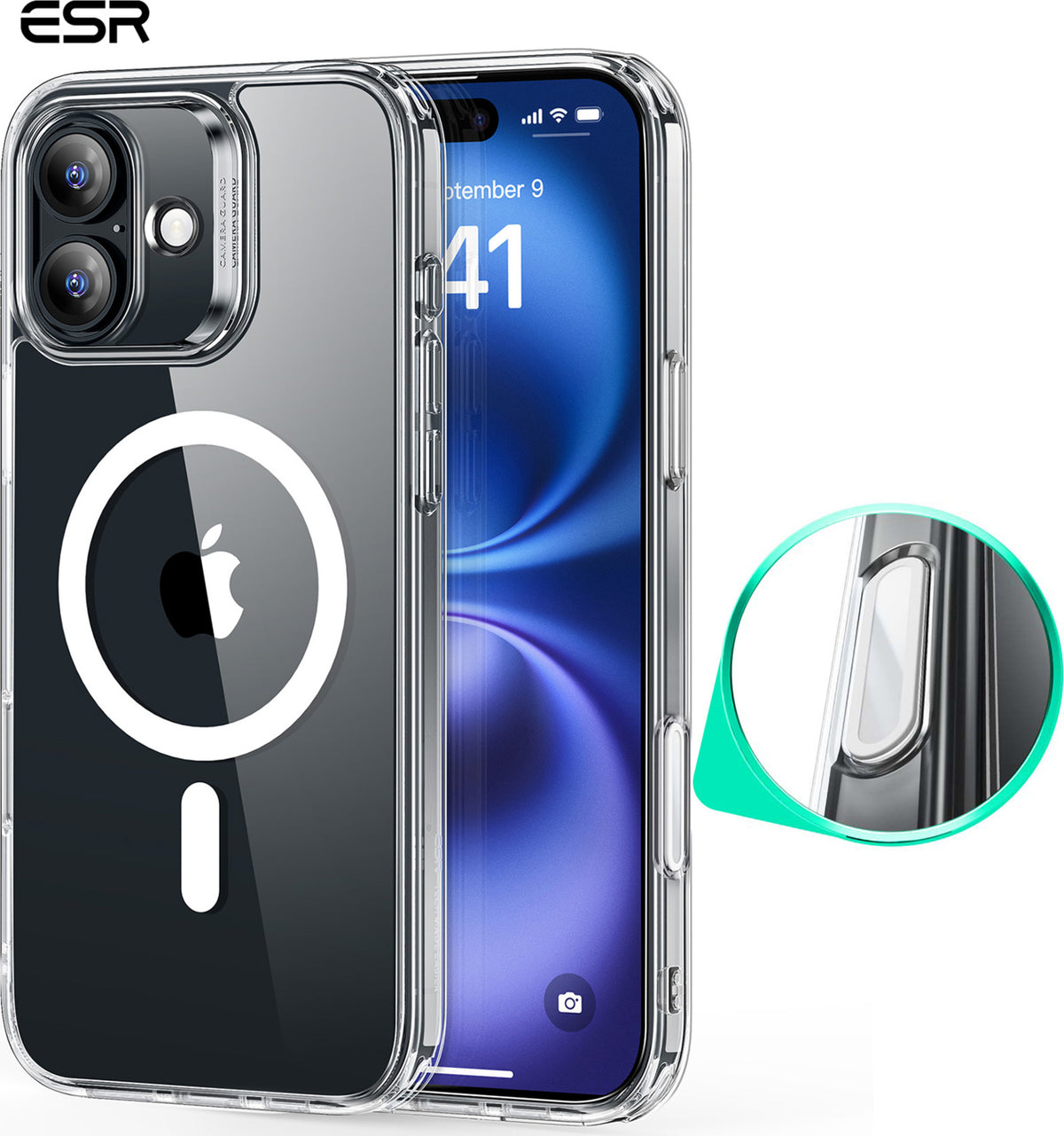 Esr Iphone 16 Plus Halolock Magsafe Classic Hybrid Silikon Kılıf Şeffaf - Kamera Kontrol Buton