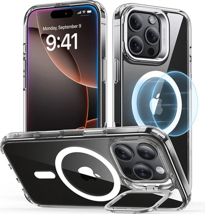 ESR Apple iPhone 16 Pro Max Kılıf + Ekran Koruyucu Set Halolock Magsafe Classic Hybrid Stantlı Silikon - Şeffaf