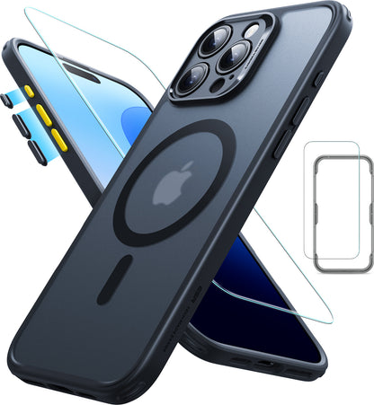 Esr Iphone 16 Pro Halolock Magsafe Hybrid Silikon Kılıf Buzlu Siyah + Ekran Koruyucu Set