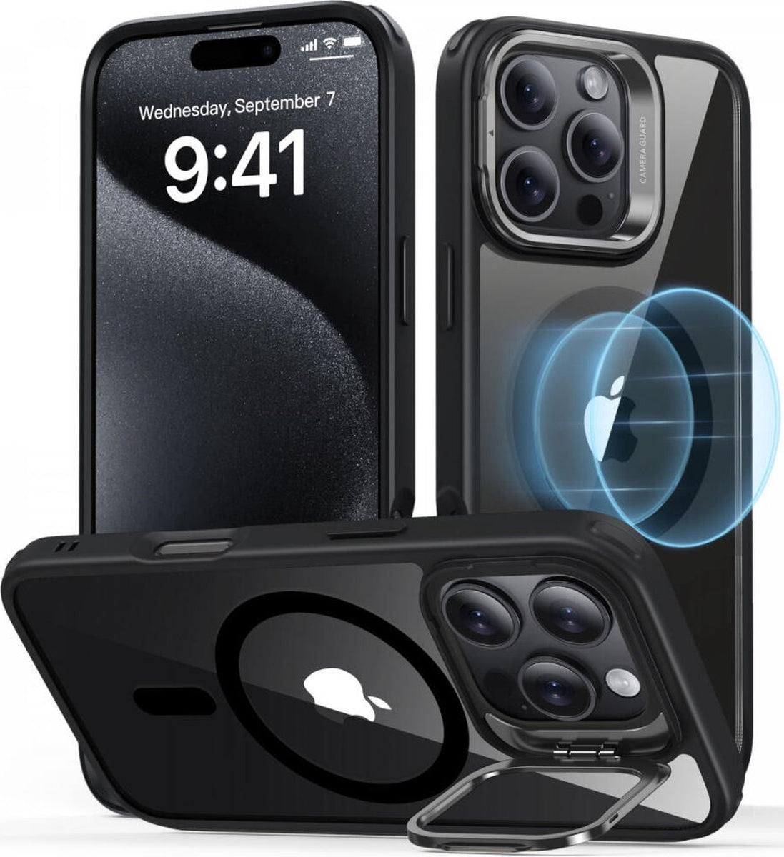 ESR iPhone 16 Pro Max Kılıf HaloLock MagSafe Classic Hybrid Standlı Silikon – Siyah