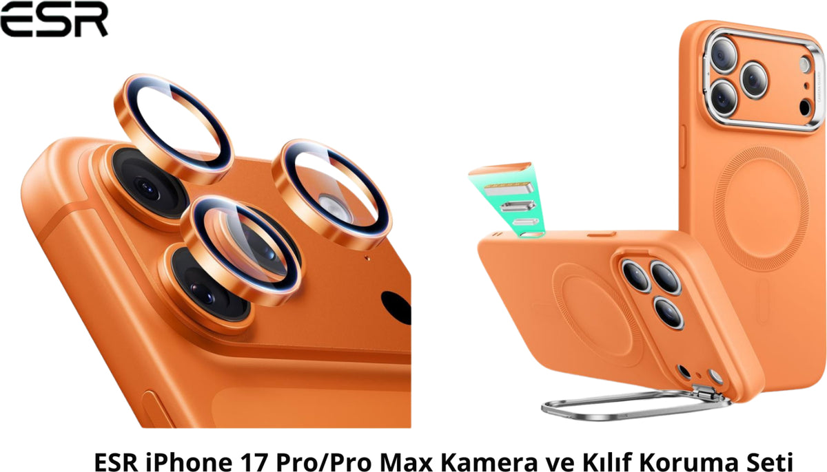 Esr iPhone 17 Pro - 18 Pro Cloud Soft Kılıf + Kamera Lens Koruyucu Seti - Turuncu