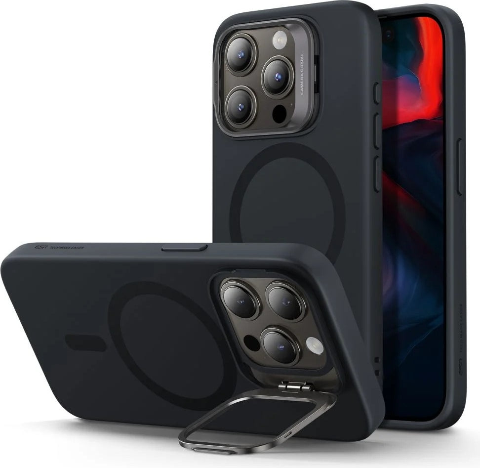 ESR Apple iPhone 15 Pro Max Kılıf Cloud Soft HaloLock MagSafe Kickstand - Siyah
