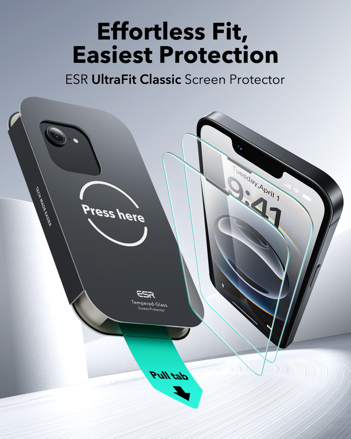 Esr iPhone 17E/16E/14/13 Pro/13 Anti-Static Temperli Full Cam Ekran Koruyucu Kolay Kurulum Kiti - 2 Adet
