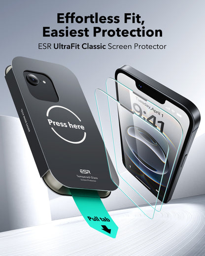 Esr iPhone 17E/16E/14/13 Pro/13 Anti-Static Temperli Full Cam Ekran Koruyucu Kolay Kurulum Kiti - 2 Adet