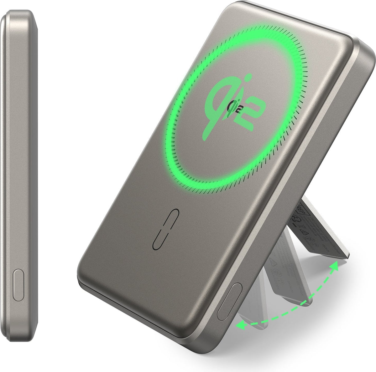 Esr 5000 Mah Taşınabilir Şarj Cihazı Halolock Qi2 Kickstand Magsafe Standlı Powerbank - Titanium