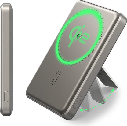 Esr 5000 Mah Taşınabilir Şarj Cihazı Halolock Qi2 Kickstand Magsafe Standlı Powerbank - Titanium