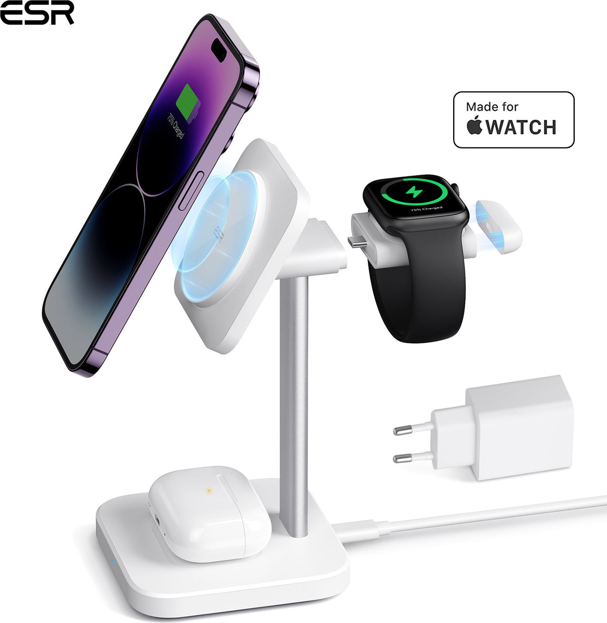 ESR Şarj Standı 3 in 1 IPhone + Apple Akıllı Saat + Apple Watch ( Mfm Lisanslı )
