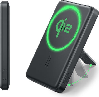 Esr 5000 Mah Taşınabilir Şarj Cihazı Halolock Qi2 Kickstand Magsafe Standlı Powerbank - Siyah