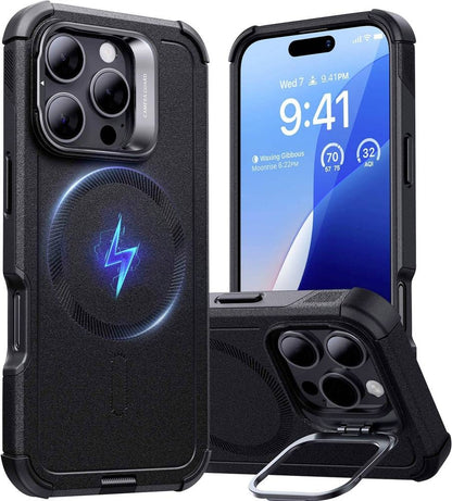 ESR iPhone 16 Pro Kılıf Cyber Tough Halolock Magsafe Standlı Silikon - Siyah