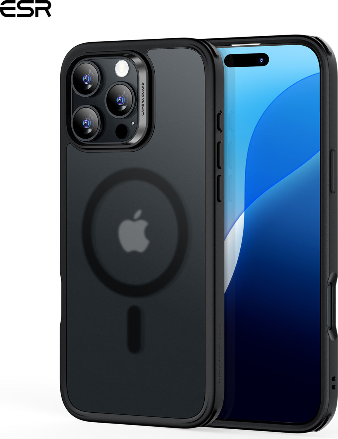 Esr Iphone 16 Pro Max Halolock Magsafe Classic Hybrid Silikon Kılıf Buzlu Buzlu Siyah + Ekran Koruyucu Set