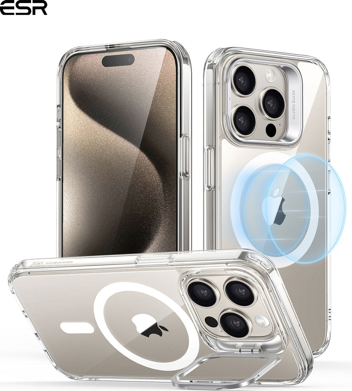 Iphone 15 Pro Halolock Magsafe Classic Hybrid Silikon Kılıf Şeffaf Standlı