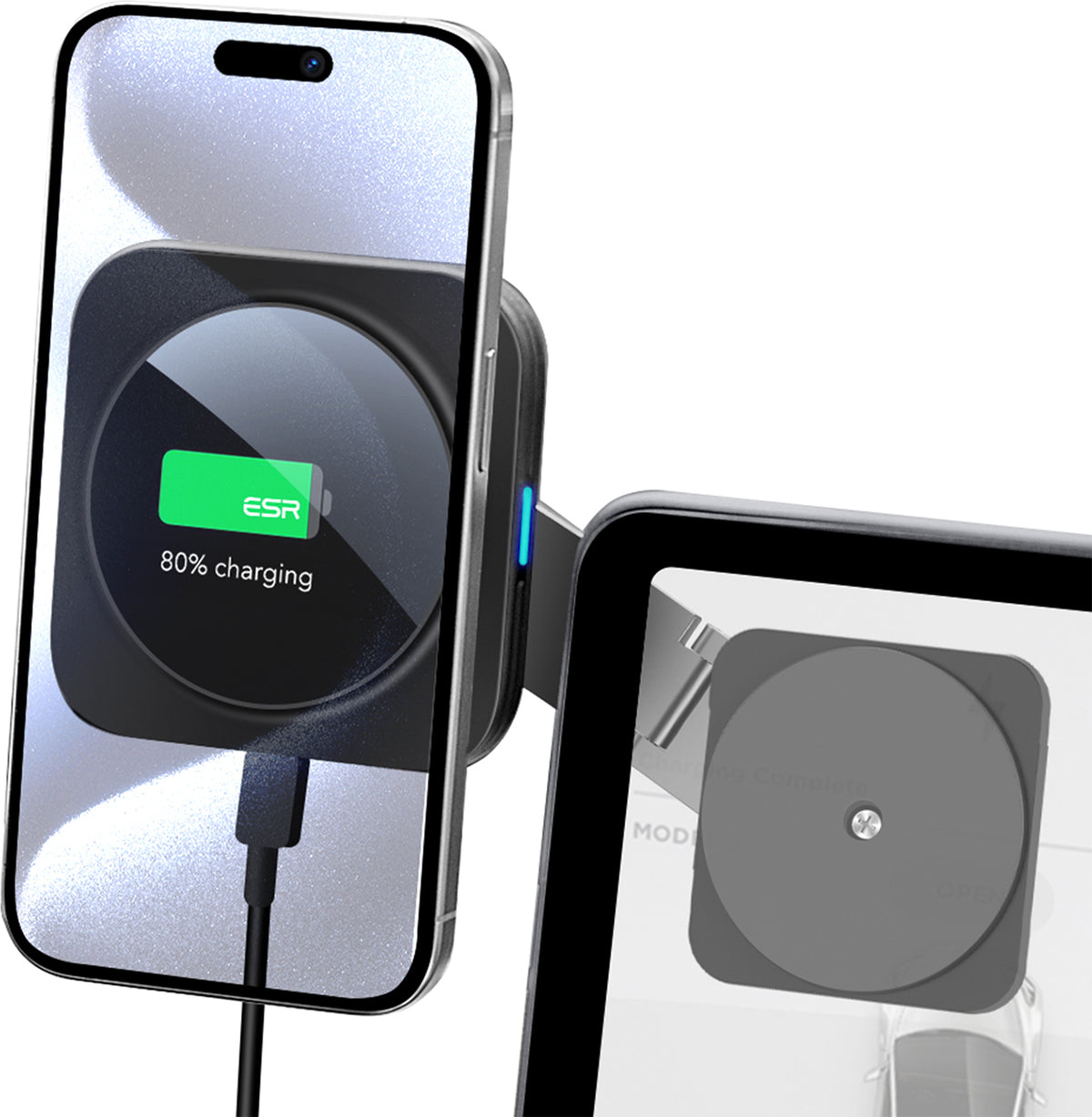 ESR Touchscreen Tesla Ekranı Araç İçi Telefon Tutucu ve Şarj Aleti (Halolock) 360° Döner Başlık ile Güçlü Tutuş
