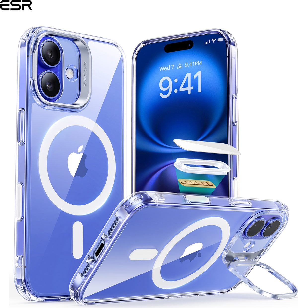 Esr Iphone 16 Plus Halolock Mag Safe Classic Hybrid Stantlı Silikon Kılıf Şeffaf - Kamera Kontrol Buton