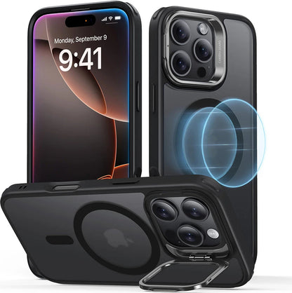 ESR Apple iPhone 16 Pro Max Kılıf + Ekran Koruyucu Set Halolock Magsafe Classic Hybrid Stantlı Silikon - Buzlu Siyah