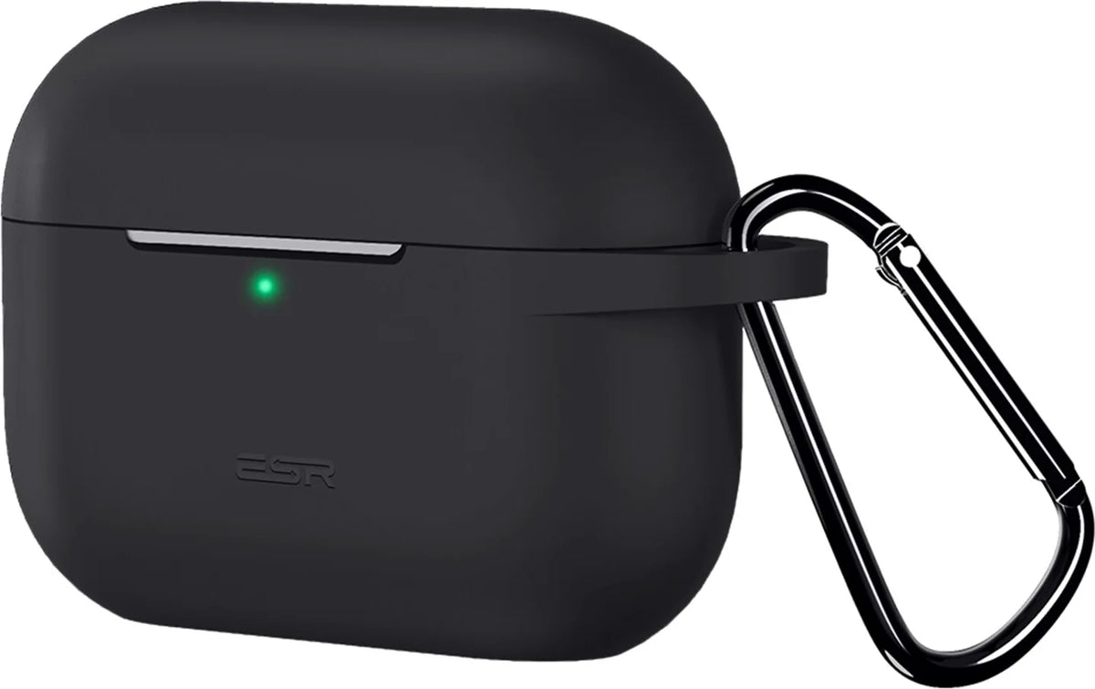 ESR AirPods Pro 2 kılıfı Bounce, siyah renkli Bluetooth kulaklık aksesuarı, koruyucu ve şık tasarım.