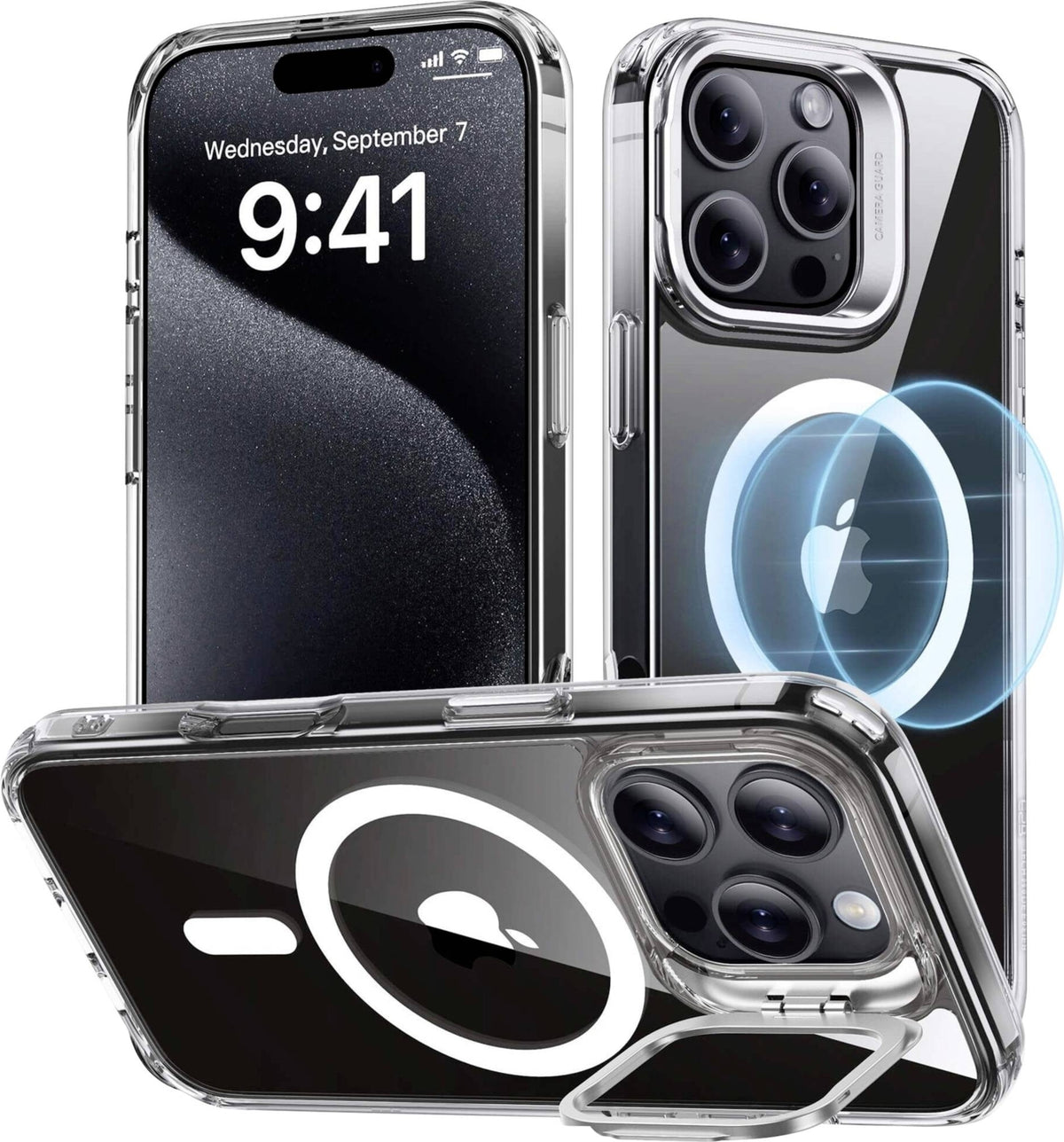 ESR iPhone 16 Pro Kılıf Halolock MagSafe Classic Hybrid Standlı Silikon - Şeffaf