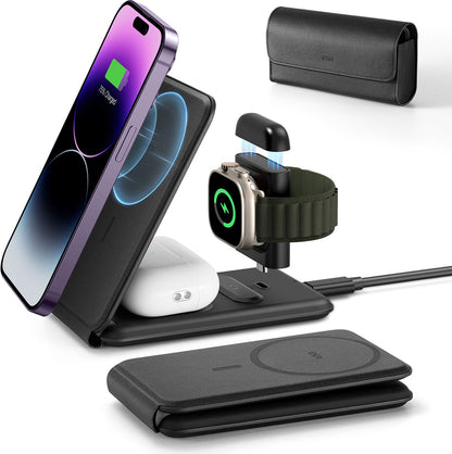 ESR 3 in 1 Şarj Standı MagSafe – Iphone + Apple Watch + AirPods (Çanta Dahil)
