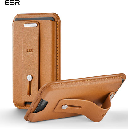 ESR HaloLock MagSafe Uyumlu Ayarlanabilir 3 Kartlık Yüzüklü Suni Deri Cüzdan - Caramel Brown (Karamel Kahve)