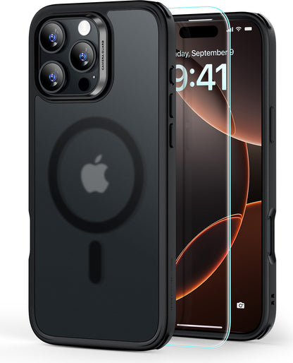 Esr Iphone 16 Pro Max Halolock Magsafe Classic Hybrid Silikon Kılıf Buzlu Buzlu Siyah + Ekran Koruyucu Set