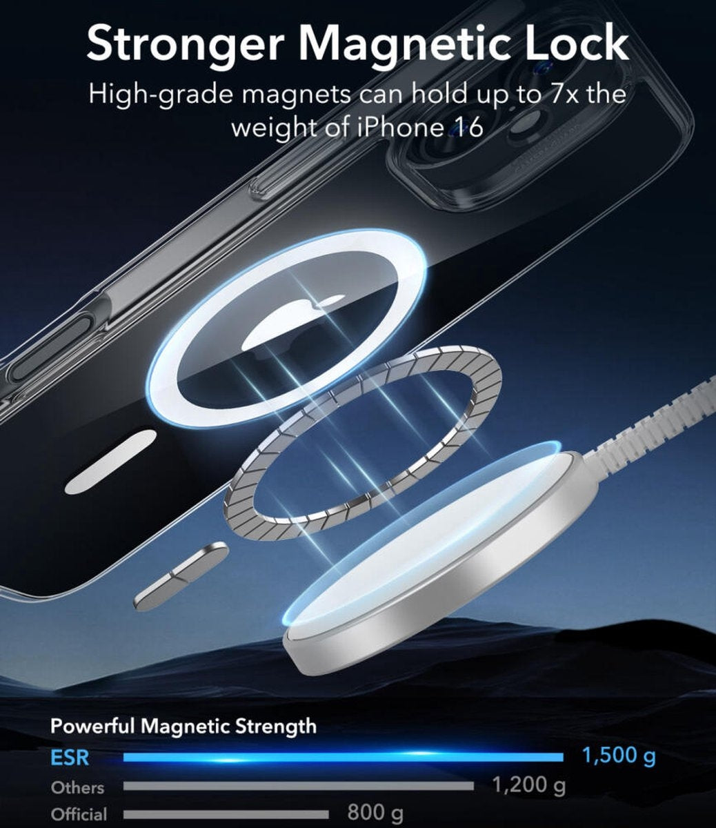 ESR iPhone 16 Uyumlu Halolock Magsafe Classic Hybrid Silikon Kılıf Şeffaf