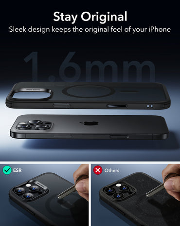 Esr iPhone 16 Pro Max Halolock Magsafe Classic Hybrid Silikon Kılıf - Kamera Kontrol Butonu Buzlu Siyah