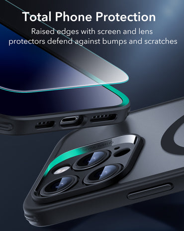 Esr Iphone 16 Pro Max Halolock Magsafe Hybrid Silikon Kılıf Buzlu Siyah + Ekran Koruyucu Set