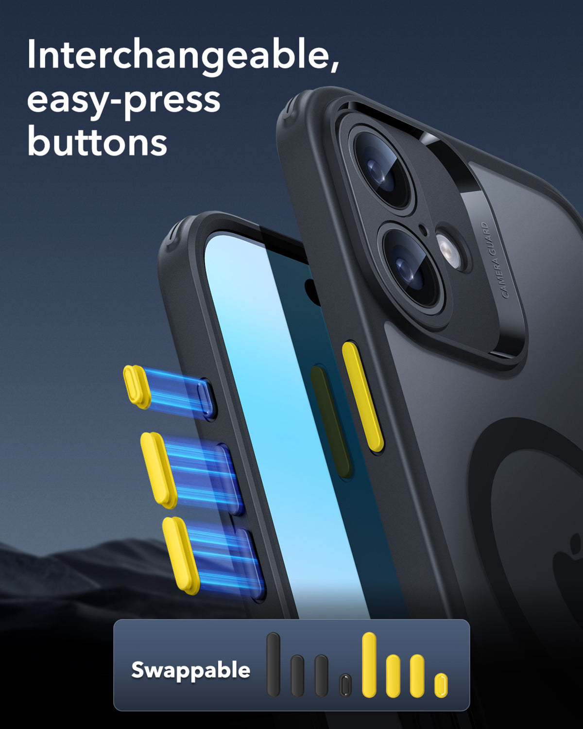 Esr Iphone 16 Halolock Magsafe Hybrid Silikon Kılıf Buzlu Siyah + Ekran Koruyucu Set