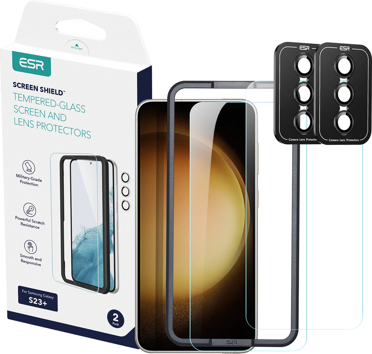 ESR  Samsung S23 Plus Armorite Cam Ekran Koruyucu 2 Adet + Kamera Lens Koruyucu Set