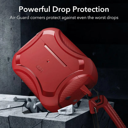 ESR AirPods Pro ve Pro 2 kılıfı, kırmızı Cyber Armor Tough HaloLock MagSafe Bluetooth kulaklık aksesuarı