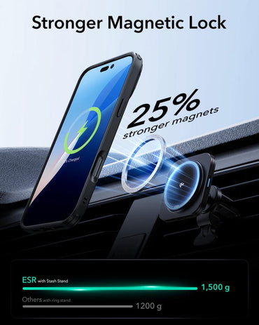 ESR iPhone 16 Pro Max Kılıf HaloLock MagSafe Classic Hybrid Standlı Silikon – Siyah