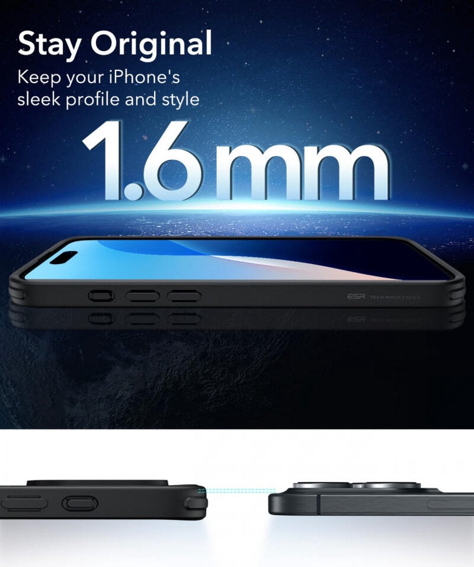ESR iPhone 16 Pro Max Uyumlu Halolock Magsafe Classic Hybrid Silikon Kılıf Şeffaf Siyah