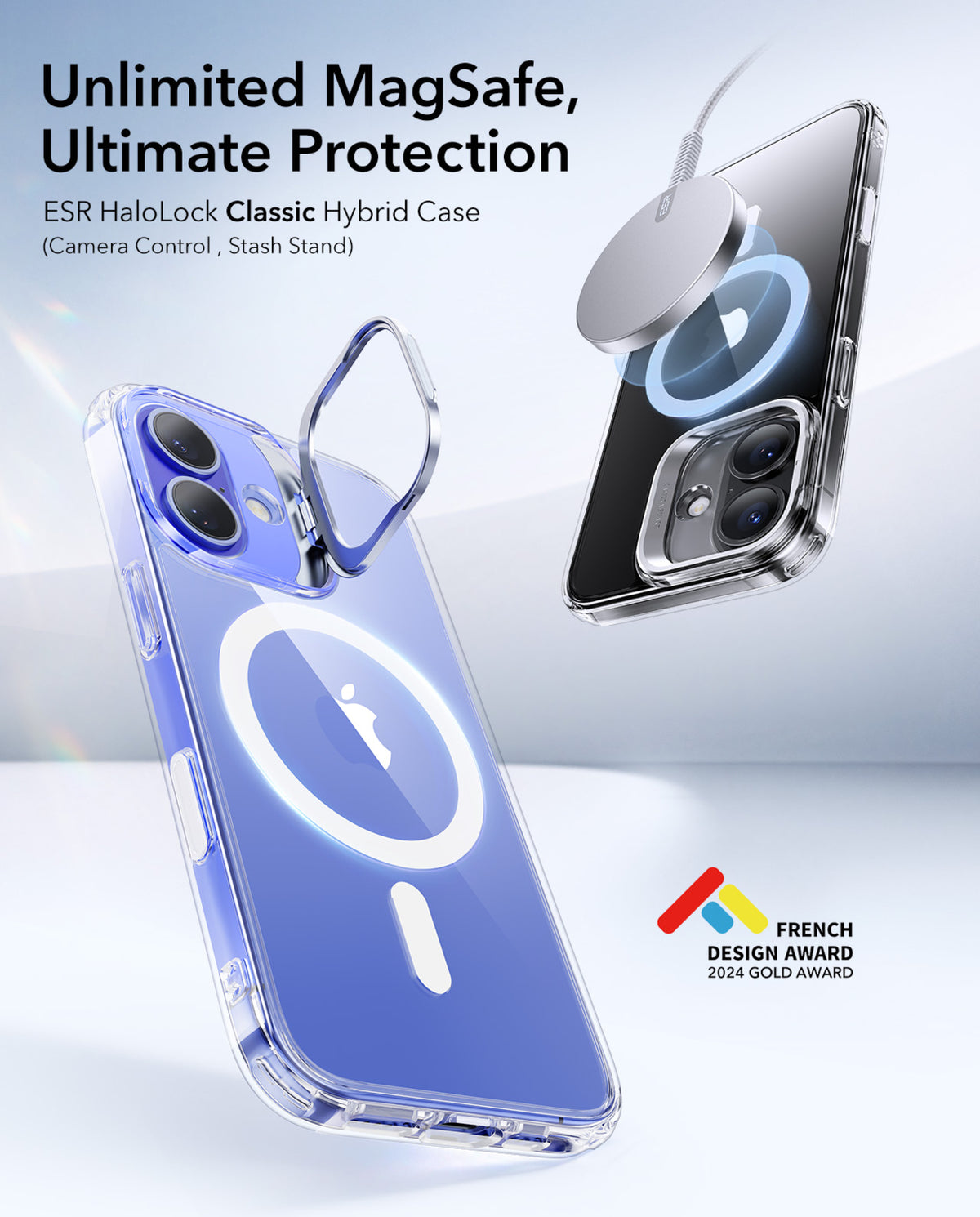 Esr Iphone 16 Plus Halolock Mag Safe Classic Hybrid Stantlı Silikon Kılıf Şeffaf - Kamera Kontrol Buton