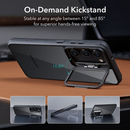ESR Samsung S23 Kılıf Standlı Kickstand Silikon - Şeffaf Siyah