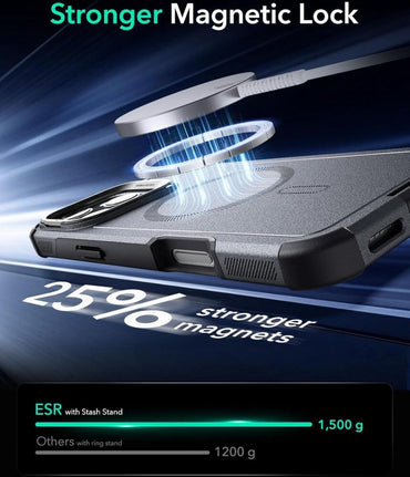 ESR iPhone 16 Pro Max Kılıf Cyber Tough Halolock Magsafe Standlı Silikon - Gri