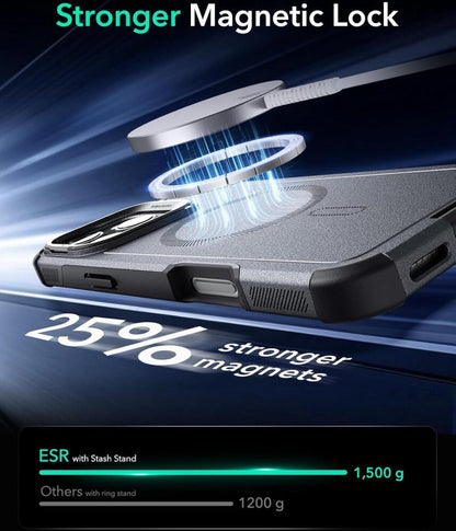 ESR iPhone 16 Pro Max Kılıf Cyber Tough Halolock Magsafe Standlı Silikon - Gri