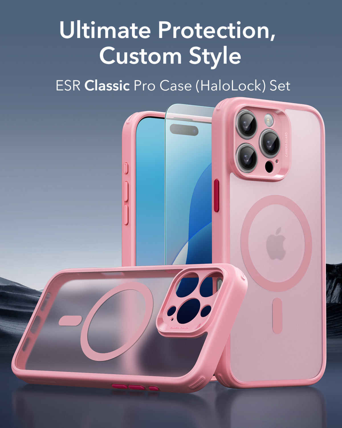 Esr Iphone 16 Pro Max Halolock Magsafe Hybrid Silikon Kılıf Buzlu Pembe + Ekran Koruyucu Set