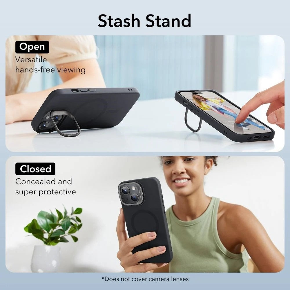 ESR Apple iPhone 15 Pro Max Kılıf Cloud Soft HaloLock MagSafe Kickstand - Siyah