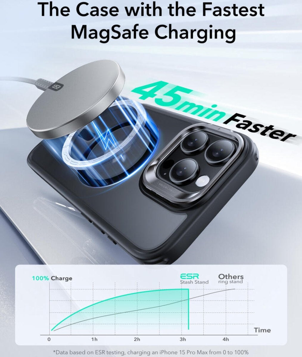 ESR iPhone 16 Pro Max Kılıf Halolock MagSafe Classic Hybrid Standlı Silikon - Buzlu Siyah