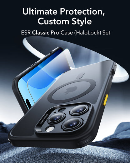Esr Iphone 16 Pro Halolock Magsafe Hybrid Silikon Kılıf Buzlu Siyah + Ekran Koruyucu Set