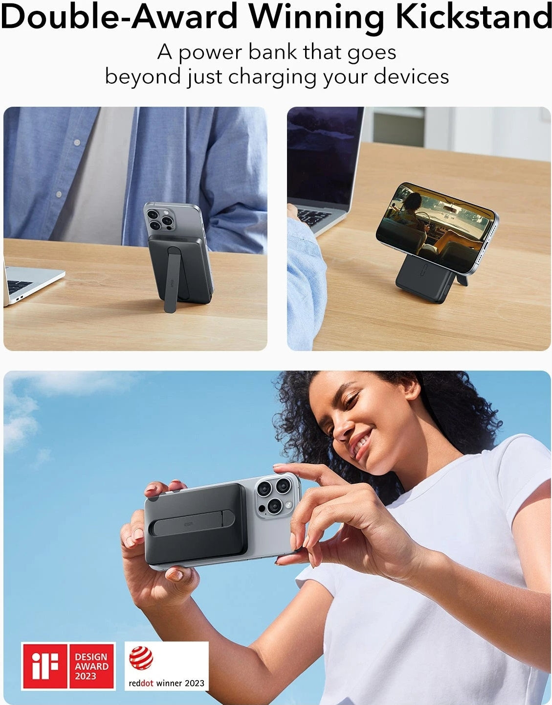 Esr 5000 Mah Taşınabilir Şarj Cihazı Halolock Qi2 Magsafe Standlı Powerbank - Beyaz