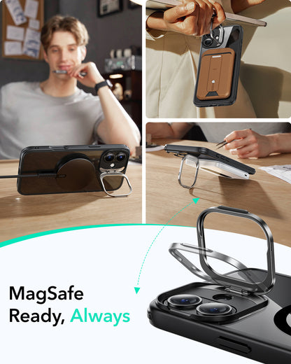 Esr Iphone 16 Plus Halolock Mag Safe Classic Hybrid Stantlı Silikon Kılıf Şeffaf Siyah
