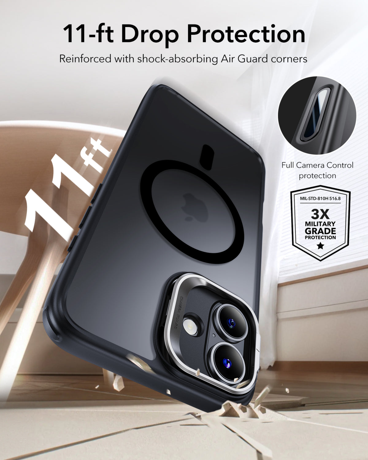 Esr Iphone 16 Halolock Mag Safe Classic Hybrid Stantlı Silikon Kılıf - Kamera Kontrol Buton